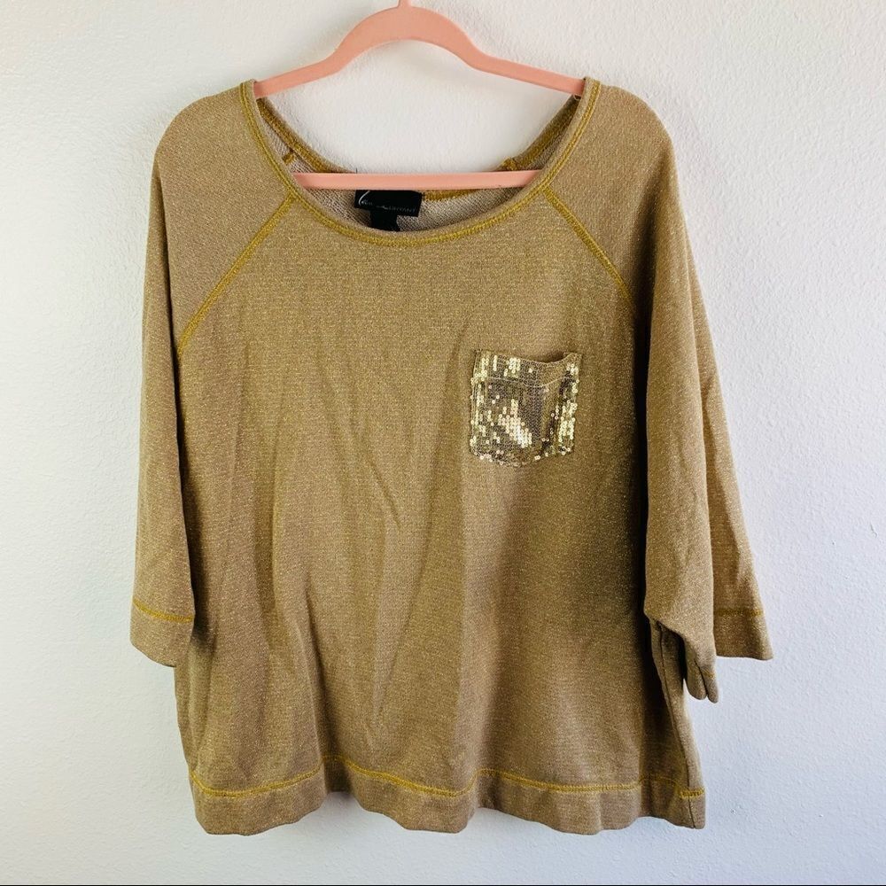 Lane Bryant Gold Sequin Pocket Top